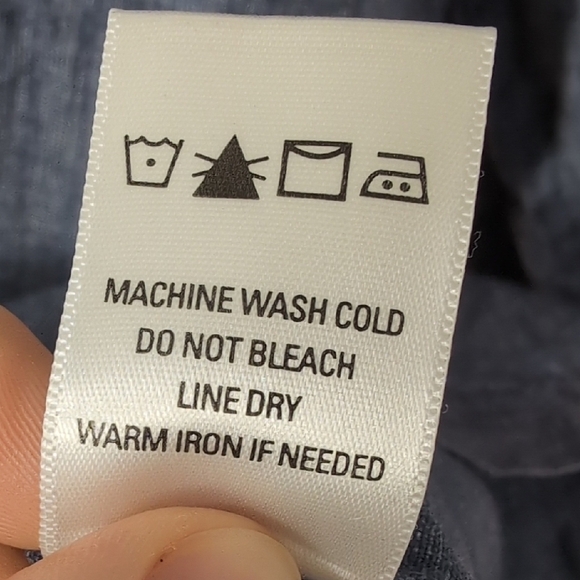 Paperwhite | 100% Linen Chambray Blue 3/4 Sleeve Boxy Tunic with Pockets Size L - Picture 10 of 12